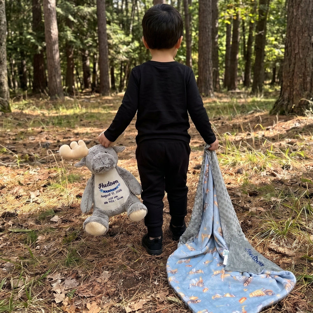 Moose and blanket baby gift set