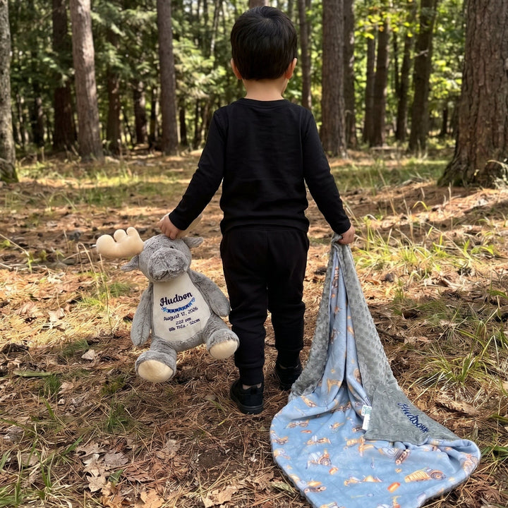 Moose and blanket baby gift set