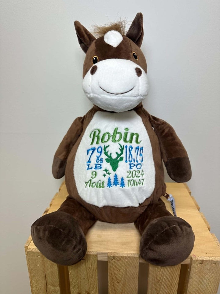 unfiltered stuffed horse with embroidery